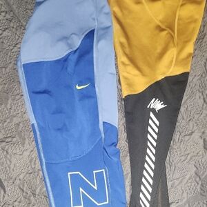Nike Blue and Black Leggings with Modern Color-Block Design